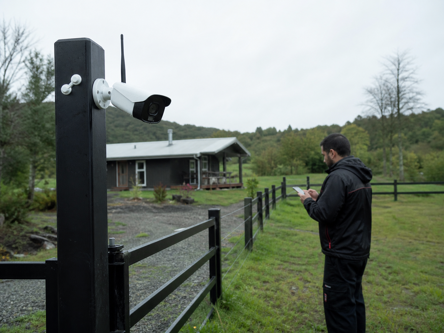 Cámara de seguridad instalada en parcela
